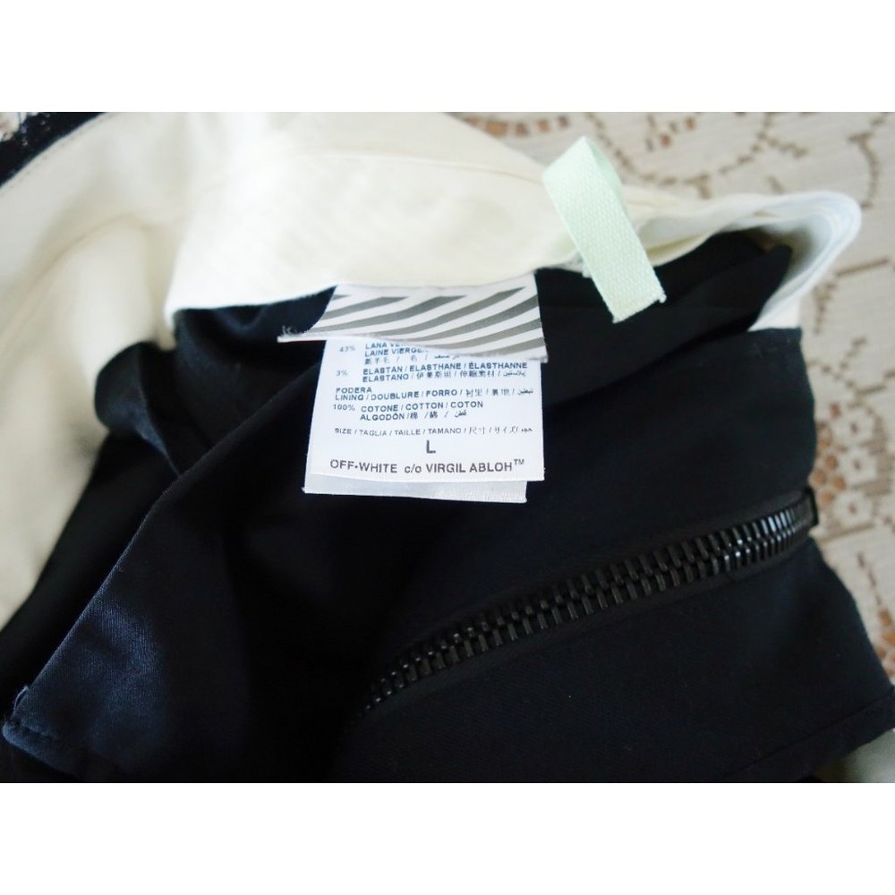 Off-White c/o Virgil Abloh Black Wool Invert Pleat Wide Leg Pants sz Large - Picture 4 of 5